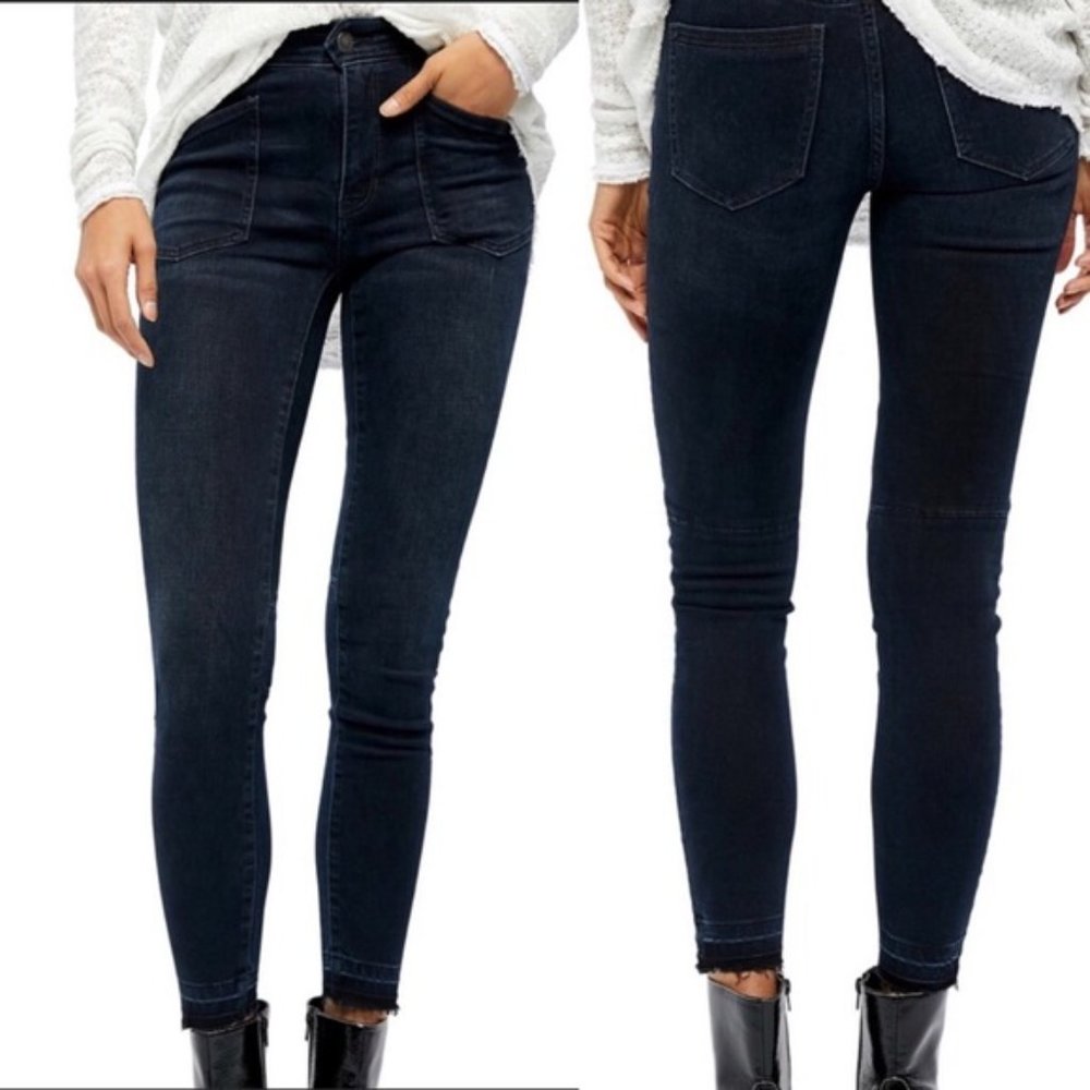 Free People Women's Ivy Mid Rise Released Hem Skinny Jeans